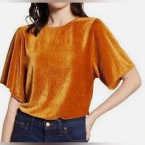 EUC Texture & Thread Velvet Flutter Sleeve Top